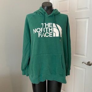 The North Face Logo Pullover Green Hoodie Sweatshirt front Pocket Size XL